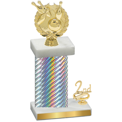Accented Single Silver Carbon Fiber Second Place Bowling Trophy