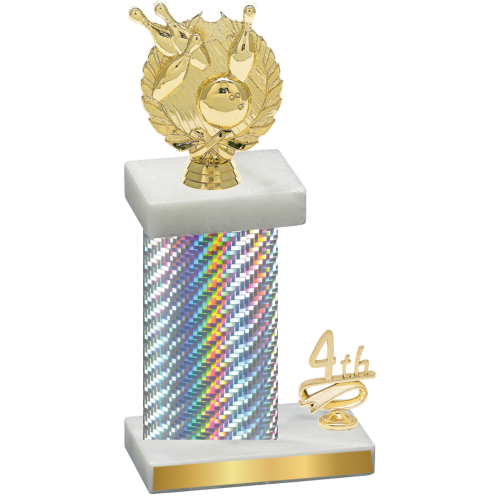 Accented Single Silver Carbon Fiber Fourth Place Bowling Trophy