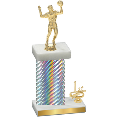 Accented Single Silver Carbon Fiber First Place Volleyball Trophy