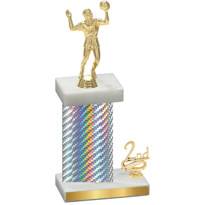 Accented Single Silver Carbon Fiber Second Place Volleyball Trophy