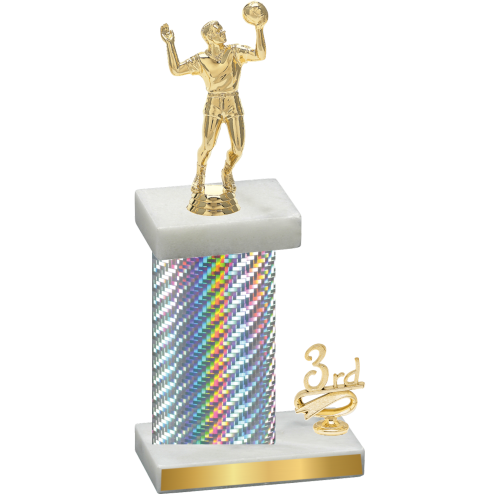 Accented Single Silver Carbon Fiber Third Place Volleyball Trophy