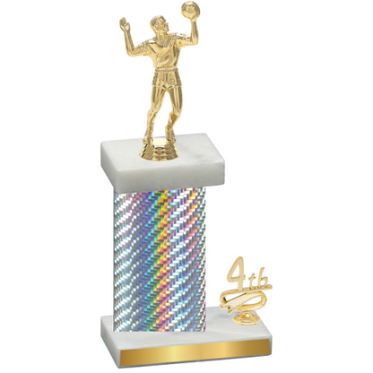 Accented Single Silver Carbon Fiber Fourth Place Volleyball Trophy