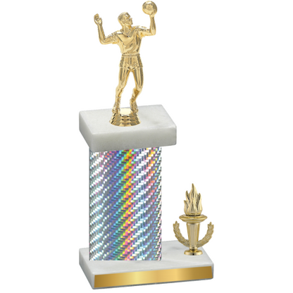 Accented Single Silver Carbon Fiber Victory Volleyball Trophy