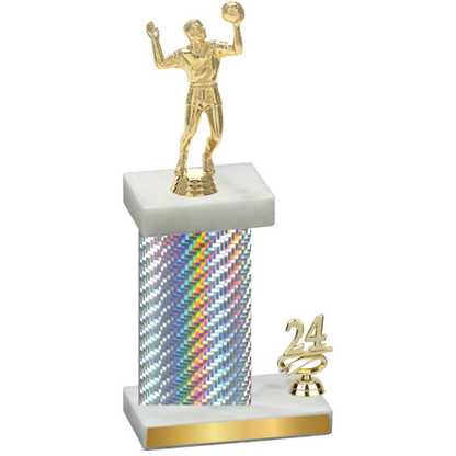 Accented Single Silver Carbon Fiber Year Volleyball Trophy