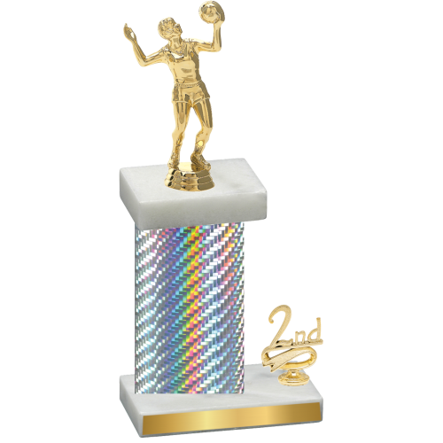 Accented Single Silver Carbon Fiber Second Place Volleyball Trophy