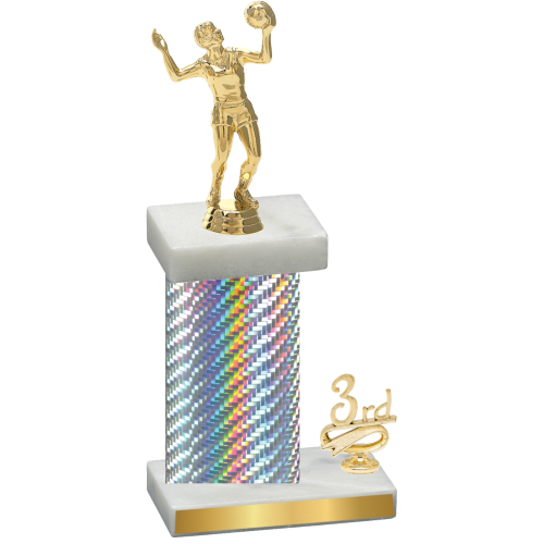 Accented Single Silver Carbon Fiber Third Place Volleyball Trophy