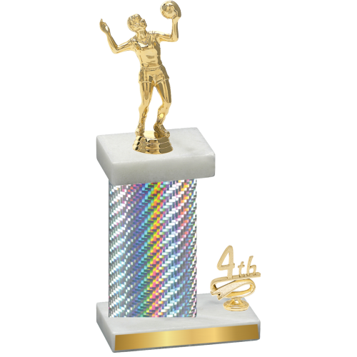 Accented Single Silver Carbon Fiber Fourth Place Volleyball Trophy