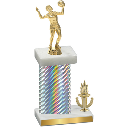 Accented Single Silver Carbon Fiber Victory Volleyball Trophy