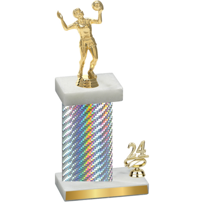 Accented Single Silver Carbon Fiber Year Volleyball Trophy