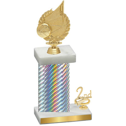 Accented Single Silver Carbon Fiber Second Place Volleyball Trophy