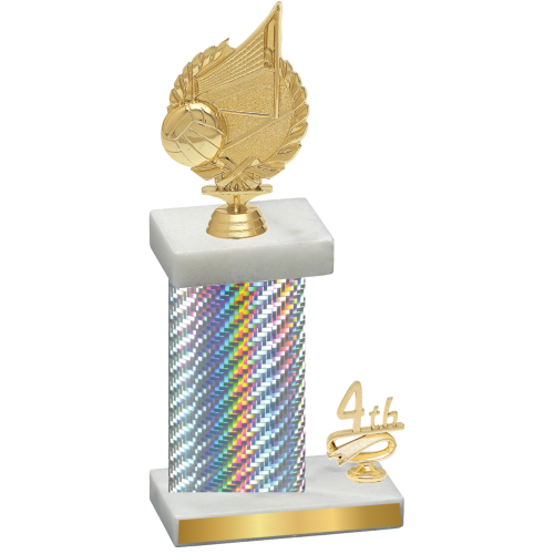 Accented Single Silver Carbon Fiber Fourth Place Volleyball Trophy