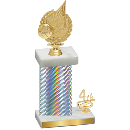 Accented Single Silver Carbon Fiber Fourth Place Volleyball Trophy