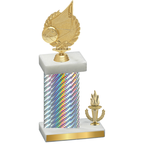 Accented Single Silver Carbon Fiber Victory Volleyball Trophy