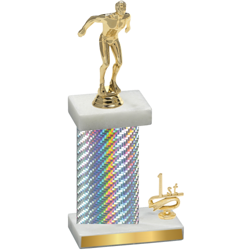 Accented Single Silver Carbon Fiber First Place Swimming Trophy