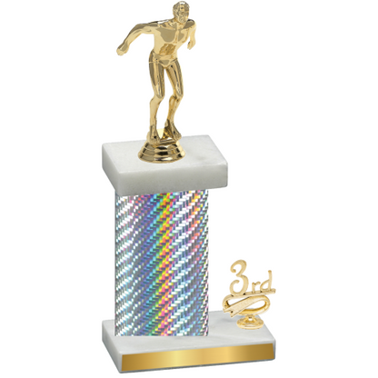 Accented Single Silver Carbon Fiber Third Place Swimming Trophy