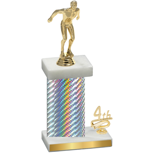 Accented Single Silver Carbon Fiber Fourth Place Swimming Trophy