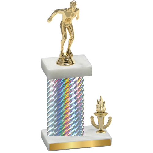 Accented Single Silver Carbon Fiber Victory Swimming Trophy