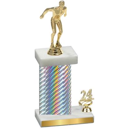 Accented Single Silver Carbon Fiber Year Swimming Trophy