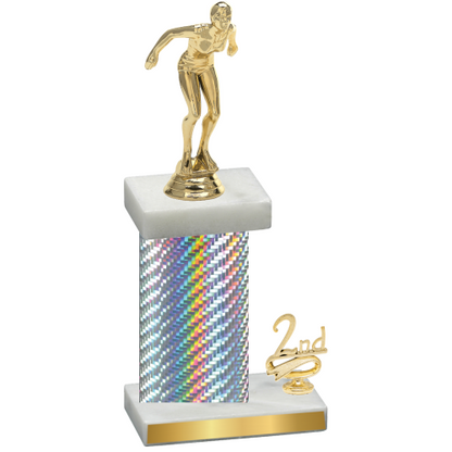 Accented Single Silver Carbon Fiber Second Place Tennis Trophy