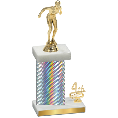 Accented Single Silver Carbon Fiber Fourth Place Tennis Trophy