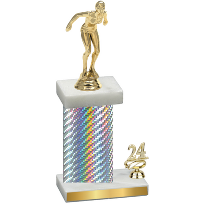 Accented Single Silver Carbon Fiber Year Tennis Trophy