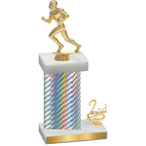 Accented Single Silver Carbon Fiber Second Place Football Trophy