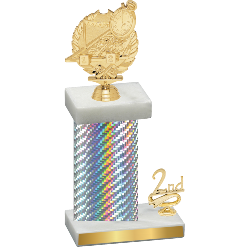 Accented Single Silver Carbon Fiber Second Place Swimming Trophy