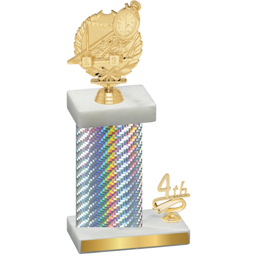Accented Single Silver Carbon Fiber Fourth Place Swimming Trophy