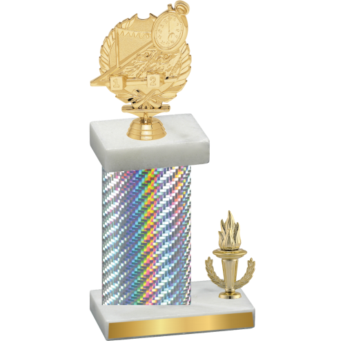Accented Single Silver Carbon Fiber Victory Swimming Trophy