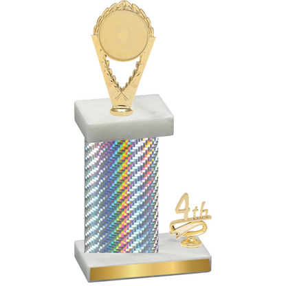 Accented Single Silver Carbon Fiber Fourth Place Insert Trophy