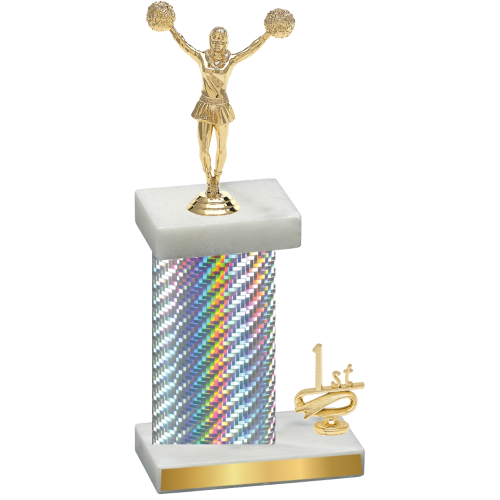 Accented Single Silver Carbon Fiber First Place Cheerleading Trophy