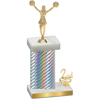 Accented Single Silver Carbon Fiber Second Place Cheerleading Trophy