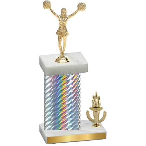 Accented Single Silver Carbon Fiber Victory Cheerleading Trophy