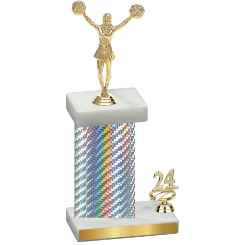 Accented Single Silver Carbon Fiber Year Cheerleading Trophy