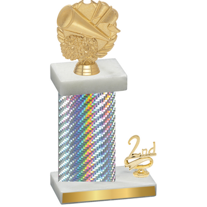 Accented Single Silver Carbon Fiber Second Place Cheerleading Trophy