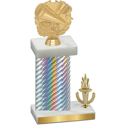 Accented Single Silver Carbon Fiber Victory Cheerleading Trophy