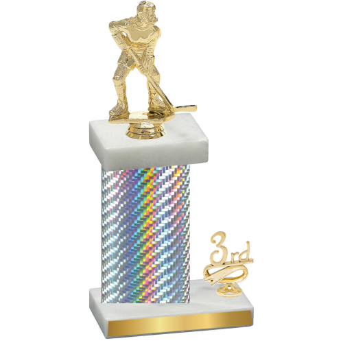 Accented Single Silver Carbon Fiber Third Place Hockey Trophy