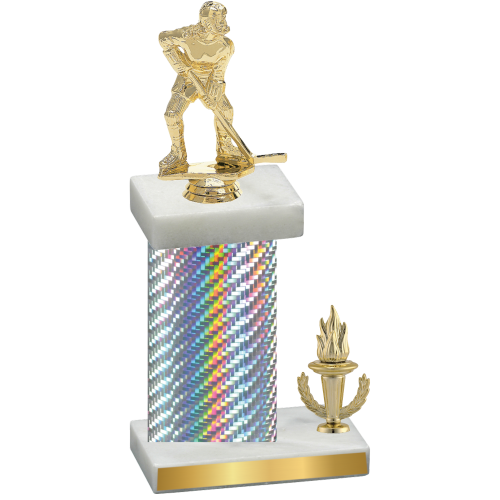 Accented Single Silver Carbon Fiber Victory Hockey Trophy