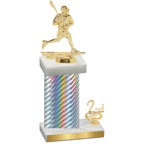 Accented Single Silver Carbon Fiber Second Place Lacrosse Trophy