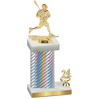 Accented Single Silver Carbon Fiber Year Lacrosse Trophy