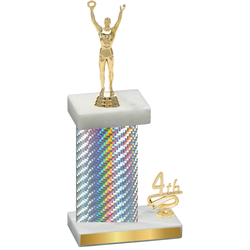 Accented Single Silver Carbon Fiber Fourth Place Victory Trophy