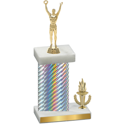 Accented Single Silver Carbon Fiber Victory Victory Trophy