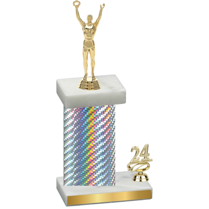 Accented Single Silver Carbon Fiber Year Victory Trophy