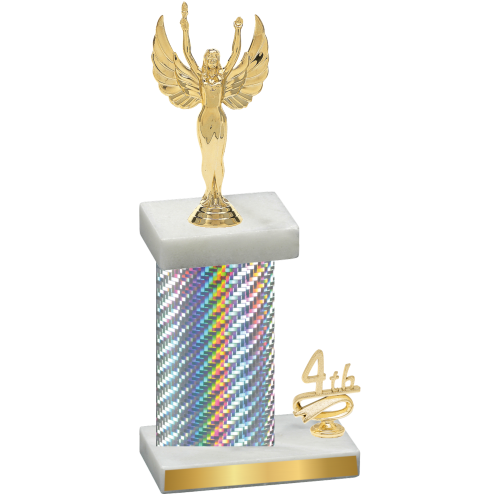 Accented Single Silver Carbon Fiber Fourth Place Victory Trophy