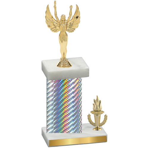 Accented Single Silver Carbon Fiber Victory Victory Trophy