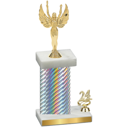 Accented Single Silver Carbon Fiber Year Victory Trophy