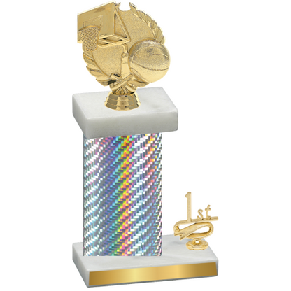 Accented Single Silver Carbon Fiber First Place Basketball Trophy