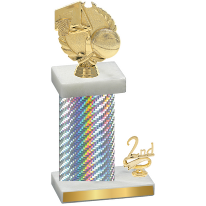 Accented Single Silver Carbon Fiber Second Place Basketball Trophy