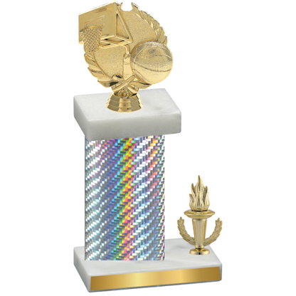 Accented Single Silver Carbon Fiber Victory Basketball Trophy