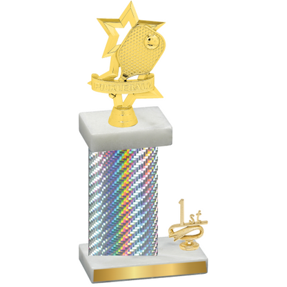 Accented Single Silver Carbon Fiber First Place Pickleball Trophy